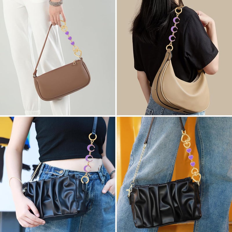 Tmtains 2Pcs Bag Extender Chain Gold Purse Extender Chain Heart Moon Purse Strap Extenders Purple Purses Strap Replacement Crossbody Bags Accessories for Women Cute Bag Charms for Handbags Tote Bags Supply - Image 5